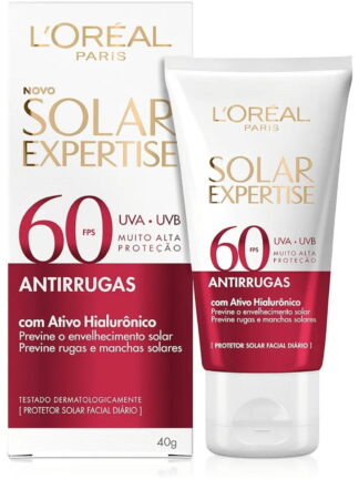 L'Oréal Paris Protetor Solar Facial Antirrugas FPS60 com Ativo Hialurônico Solar Expertise, 40g