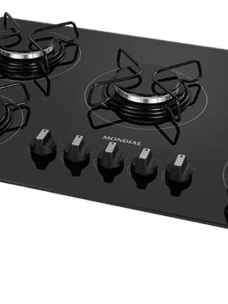 Cooktop a Gás, 5 Bocas, Mondial, Preto/Inox, Bivolt - CTG-02