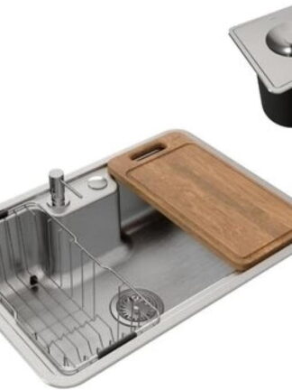 Cuba Docol Massima 68x48 Inox Escovado com Acessórios e Lixeira