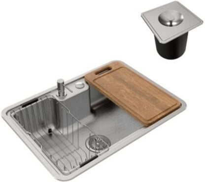 Cuba Docol Massima 68x48 Inox Escovado com Acessórios e Lixeira