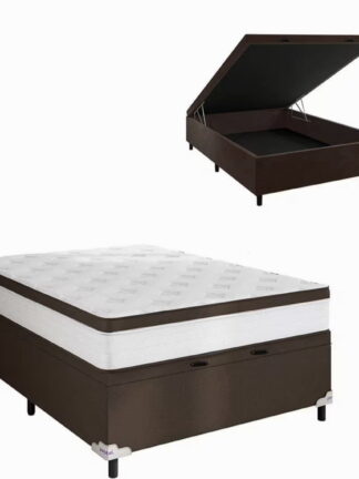 Cama Box de Casal Portobel Noah Ortopédico com Baú, Molas Ensacadas