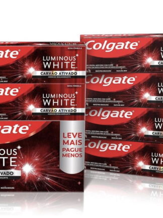 Creme Dental Clareador Colgate Luminous White Carvão Ativado 70g 4 unidades
