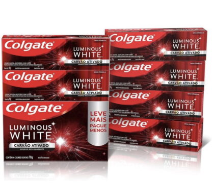 Creme Dental Clareador Colgate Luminous White Carvão Ativado 70g 4 unidades