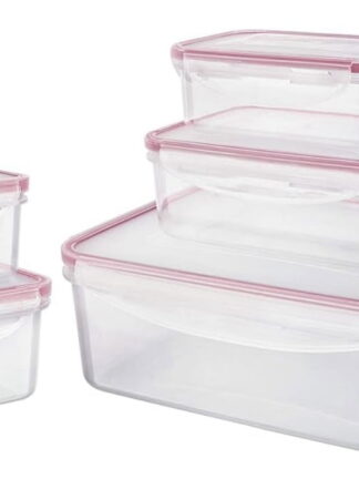 Conjunto 5 Potes Herméticos Vermelho,PLA3604-VM, Euro Home