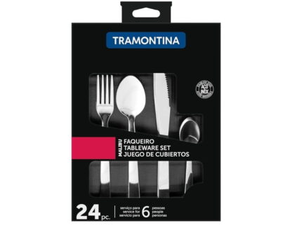 Faqueiro Malibu, 24 peças, Inox, Tramontina