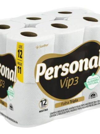Personal Papel Higiênico Vip Folha Tripla Com 12 Rolos De 20M