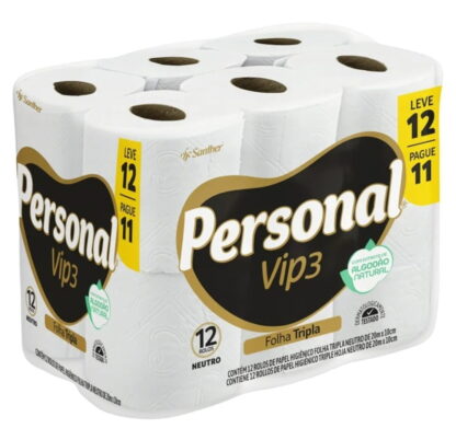 Personal Papel Higiênico Vip Folha Tripla Com 12 Rolos De 20M