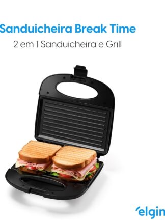 Sanduicheira Grill  Antiaderente 800W Elgin  com Duplo Aquecimento