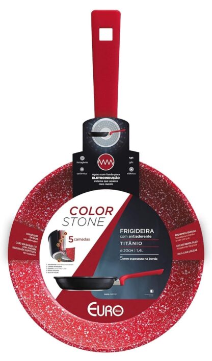 Frigideira 20 cm ColorStone de alumínio com antiaderente  Euro Home
