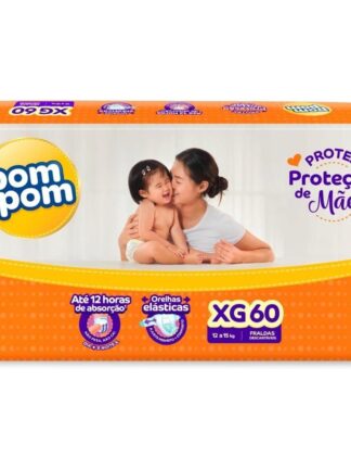 Fralda Pom Pom Protek Proteção de Mãe Hiper XG 60 Unidades