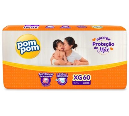 Fralda Pom Pom Protek Proteção de Mãe Hiper XG 60 Unidades