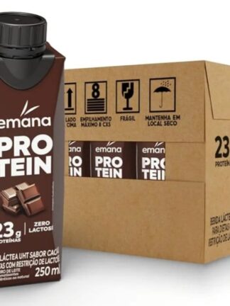 Emana Protein Bebida Proteica Sabor Cacau Sem açúcar - 12 Unidades de 250ml