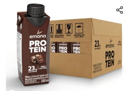 Emana Protein Bebida Proteica Sabor Cacau Sem açúcar - 12 Unidades de 250ml