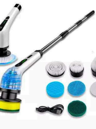 Esfregão Elétrico Giratório 7 em 1 com Iluminação LED, Sem Fio