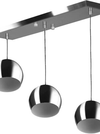 Lustre Pendente Bola Triplo Base Retangular Escovado