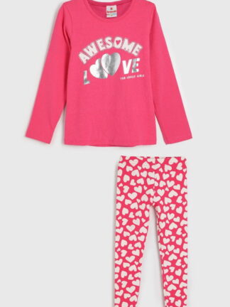 Conjunto Infantil 2pçs Manga Longa Brandili Full Print Rosa