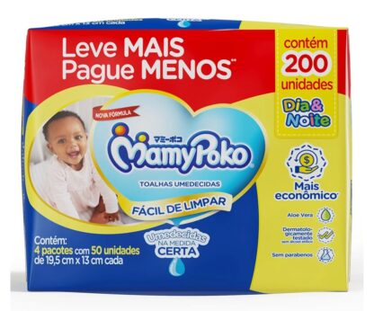 MamyPoko Lenços Umedecidos Dia&Noite 200 Unidades