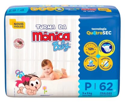 Fralda Turma da Mônica Baby Mega P 62 Unidades