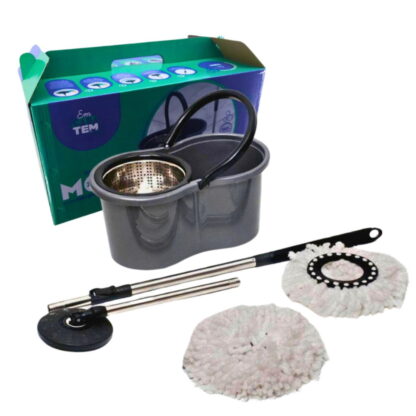 Mop com centrífuga inox e refil de microfibra 9 L