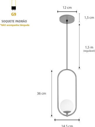 Kit 2 Luminárias Pendente Dourado