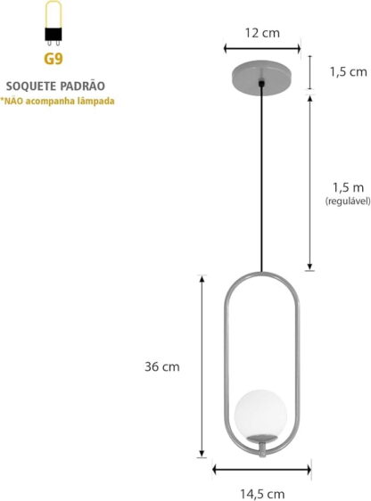 Kit 2 Luminárias Pendente Dourado