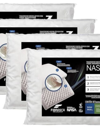 kit 4 pçs travesseiro nasa up 3 p/fronhas 50x70 cm - Fibrasca, Branco