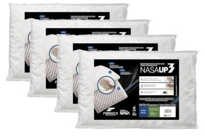 kit 4 pçs travesseiro nasa up 3 p/fronhas 50x70 cm - Fibrasca, Branco