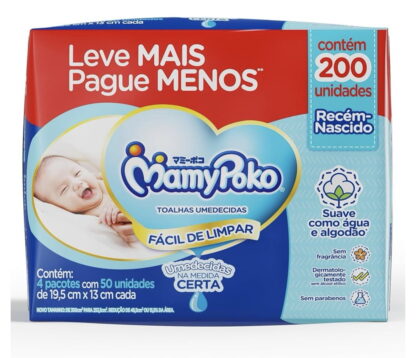 MamyPoko Lenços Umedecidos Recém-Nascido 200 Unidades