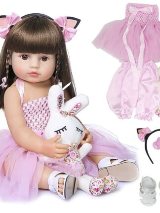 Boneca Bebê Reborn Silicone Menina Princesa 55cm Pode dar Banho Criança Presente Original