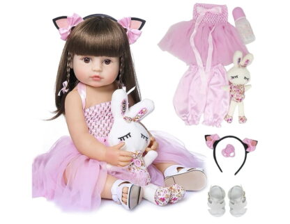 Boneca Bebê Reborn Silicone Menina Princesa 55cm Pode dar Banho Criança Presente Original
