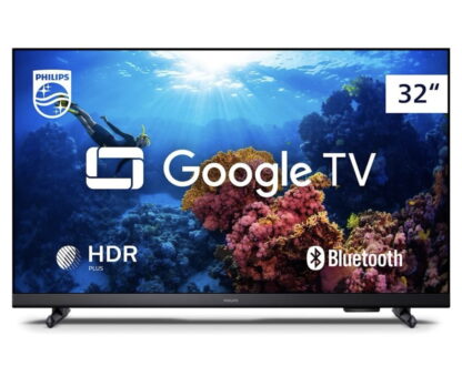 Smart TV Philips 32" HD 32PHG6918/78, Google TV, Comando de Voz, HDR, 3 HDMI, Wifi 5G, Bluetooth