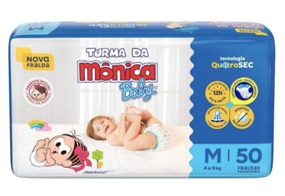 Fralda Turma da Mônica Baby Mega M 50 Unidades