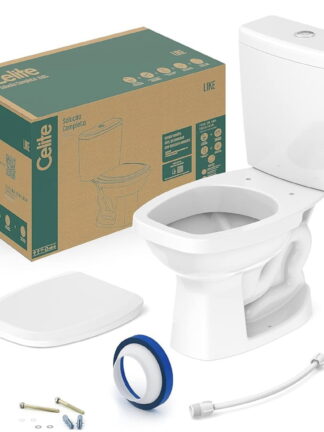 Celite 1647230010300 - Kit Bacia com Caixa, Assento Polipropileno e Complementos de Instalação Like, 36 x 61 x 74 cm, Branco