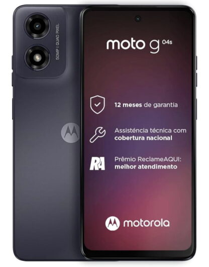 Smartphone Motorola Moto G04s - 128GB 8GB Ram Boost Camera 16MP com sensor Moto AI FPS lateral Grafite