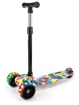 Patinete Infantil 3 Rodas Com Led Dobrável - Mega Compras