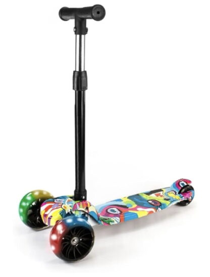 Patinete Infantil 3 Rodas Com Led Dobrável - Mega Compras