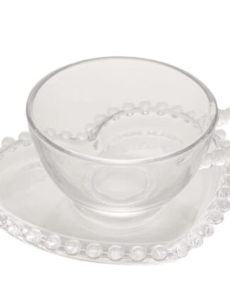 Wolff Conjunto de Xícaras para Chá com Pires de Cristal 4 Peças, Transparente, 180 ml
