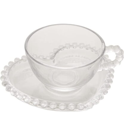 Wolff Conjunto de Xícaras para Chá com Pires de Cristal 4 Peças, Transparente, 180 ml
