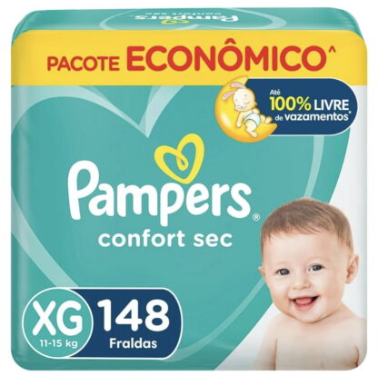 Fralda Pampers Confort Sec XG 148 Unidades, Pampers