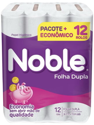Noble - Papel Higiênico, Folha Dupla, Neutro, 12 Rolos De 20M