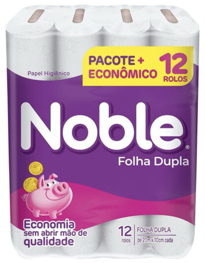 Noble - Papel Higiênico, Folha Dupla, Neutro, 12 Rolos De 20M