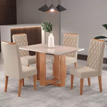 Mesa de Jantar 4 Lugares Nova York Mel/Blonde/Nude - Panorama Móveis - Image 2
