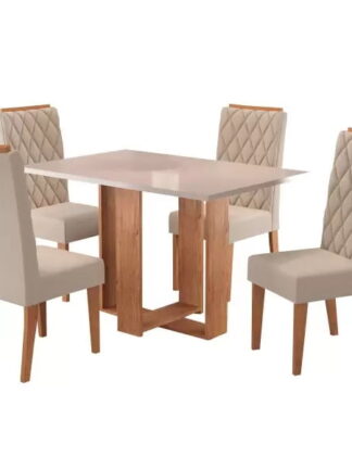 Mesa de Jantar 4 Lugares Nova York Mel/Blonde/Nude - Panorama Móveis