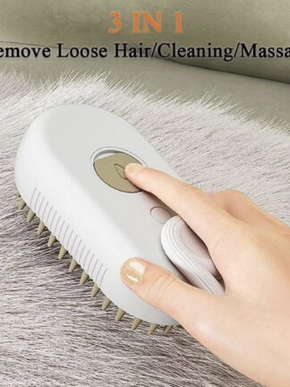 Escova A Vapor Para Gatos Cães 3 Em 1 Escovas Elétricas De Pêlos Pentes De Massagem Animais De Estimação Remoção