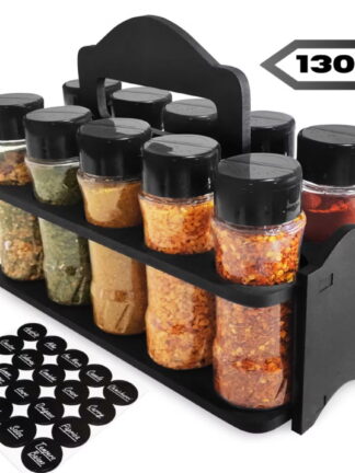 Porta Tempero com Alça e 10 Potes P/ Temperos e Especiarias 130ml Tampa Dosadora Dupla para Cozinha