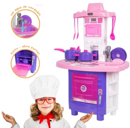 ￼Kit Cozinha Infantil De Brinquedo Completa Sai Água de Verdade