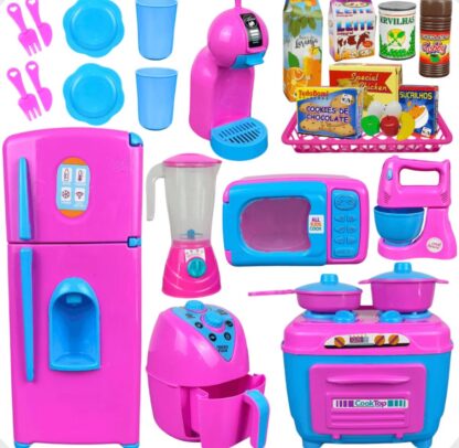 ￼Kit Cozinha Brinquedo Infantil Completo 18 - 70 Peças Geladeira Fogão Comidinhas Eletrodomésticos