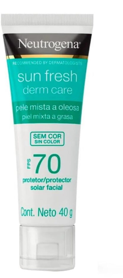 Neutrogena Sun Fresh Protetor Solar Facial Para Pele Oleosa Derm Care Sem Cor FPS 70, 40g