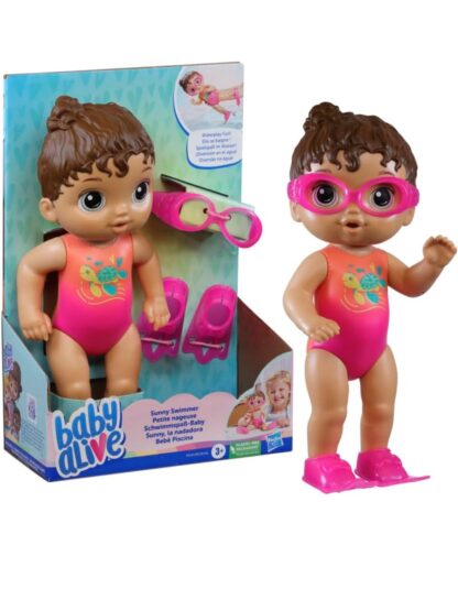 Boneca Baby Alive Sunny Swimmer - Cabelos Castanhos 25 cm - F8141 - Hasbro