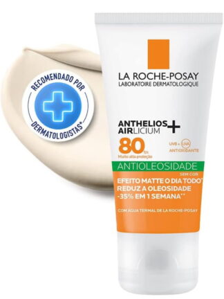 La Roche-Posay, Anthelios Airlicium, Protetor Solar Facial Antioleosidade, FPS80, Textura Gel Creme, Toque Seco, 40g